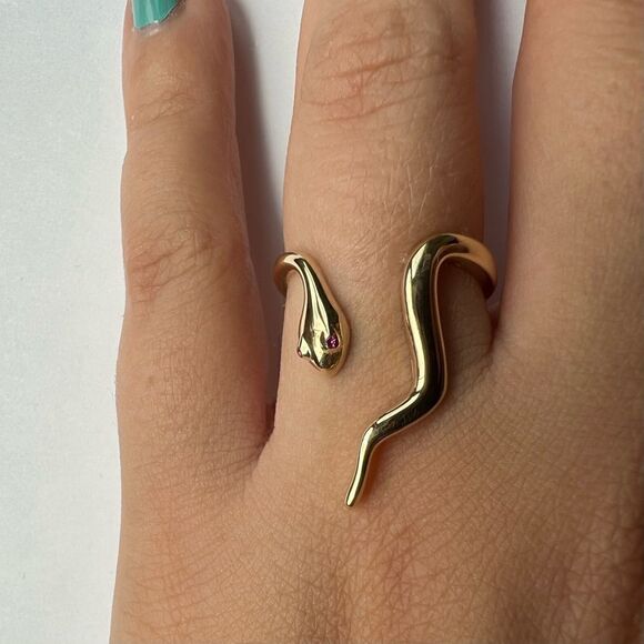 14k solid Gold Snake Ring | Snake Ring | Real Gold trendy Ring | - Picture 3 of 10